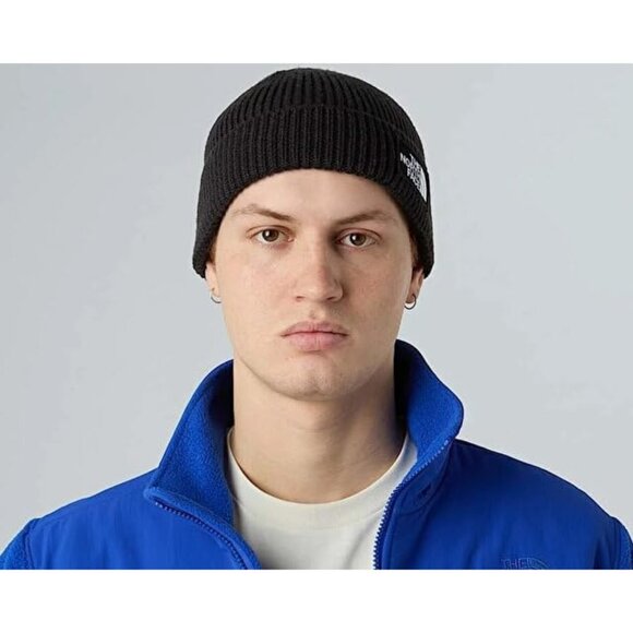 The North Face Men Tnf Black Cuffed Beanie Classic Fit Rib Knit Winter Hat - Picture 2 of 4